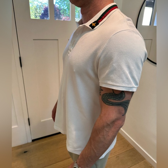 Gucci Other - Men’s Gucci XXL (fits as XL) Collared Shirt Bee Embroidery White Authentic